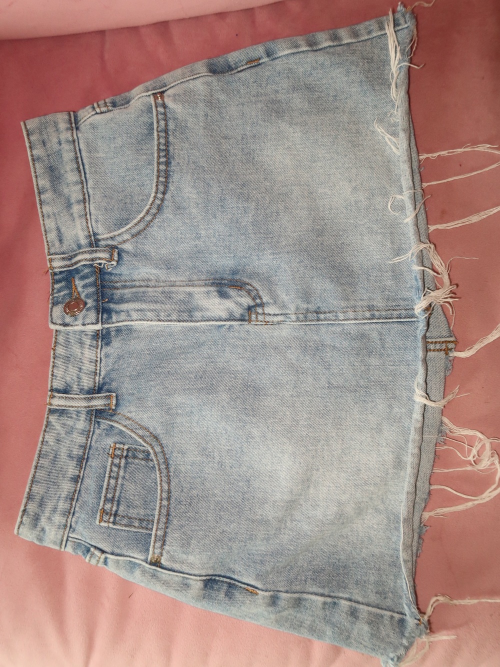 PacSun Light Blue Denim Mini Skirt with Frayed Hem